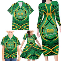 Cook Islands Constitution Day Family Matching Long Sleeve Bodycon Dress and Hawaiian Shirt 60th Anniversary - Polynesian Pride