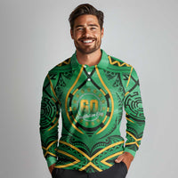 Cook Islands Constitution Day Long Sleeve Polo Shirt 60th Anniversary - Polynesian Pride