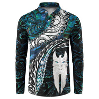 New Zealand Aotearoa Button Sweatshirt Maori Hei Rehua Paua Shell Glitter Green LT05 Green - Polynesian Pride