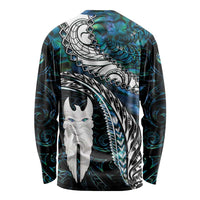 New Zealand Aotearoa Long Sleeve Shirt Maori Hei Rehua Paua Shell Glitter Green