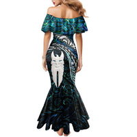 New Zealand Aotearoa Mermaid Dress Maori Hei Rehua Paua Shell Glitter Green LT05 - Polynesian Pride