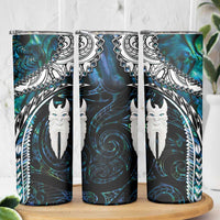 New Zealand Aotearoa Skinny Tumbler Maori Hei Rehua Paua Shell Glitter Green