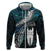New Zealand Aotearoa Zip Hoodie Maori Hei Rehua Paua Shell Glitter Green LT05 Zip Hoodie Green - Polynesian Pride