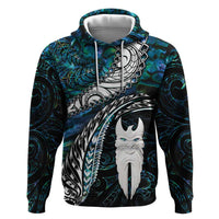 New Zealand Aotearoa Zip Hoodie Maori Hei Rehua Paua Shell Glitter Green LT05 Pullover Hoodie Green - Polynesian Pride