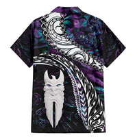 New Zealand Aotearoa Family Matching Mermaid Dress and Hawaiian Shirt Maori Hei Rehua Paua Shell Glitter Purple LT05 - Polynesian Pride