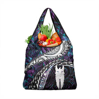 New Zealand Aotearoa Grocery Bag Maori Hei Rehua Paua Shell Glitter Purple