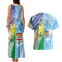 Personalised Happy Malampa Fiji Day Couples Matching Tank Maxi Dress and Hawaiian Shirt Half Mix Style LT05 - Polynesian Pride