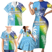 Personalised Happy Malampa Fiji Day Family Matching Short Sleeve Bodycon Dress and Hawaiian Shirt Half Mix Style LT05 - Polynesian Pride