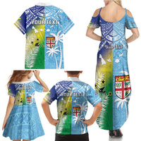 Personalised Happy Malampa Fiji Day Family Matching Summer Maxi Dress and Hawaiian Shirt Half Mix Style