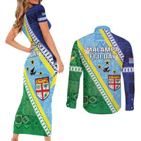 Love Malampa Fiji Day Couples Matching Short Sleeve Bodycon Dress and Long Sleeve Button Shirt Together We Grow LT05 - Polynesian Pride