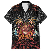 Aloha Halloween Family Matching Long Sleeve Bodycon Dress and Hawaiian Shirt Horror Tiki Heavy Metal Style - Polynesian Pride