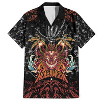 Aloha Halloween Family Matching Off The Shoulder Long Sleeve Dress and Hawaiian Shirt Horror Tiki Heavy Metal Style - Polynesian Pride