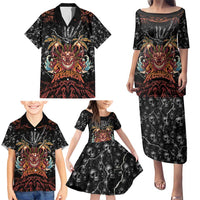 Aloha Halloween Family Matching Puletasi and Hawaiian Shirt Horror Tiki Heavy Metal Style - Polynesian Pride