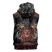 Aloha Halloween Sleeveless Hoodie Horror Tiki Heavy Metal Style - Polynesian Pride
