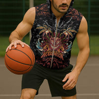 Aloha Halloween Sleeveless Zip Hoodie Horror Tiki Heavy Metal Style - Polynesian Pride