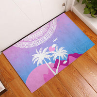 Fiji Your Paradise Festival Rubber Doormat With Fijian Masi Tapa Pattern LT05 Blue - Polynesian Pride