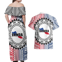 Samoa Black Saturday Couples Matching Off Shoulder Maxi Dress and Hawaiian Shirt Polynesian Tribal Simple Style LT05 - Polynesian Pride