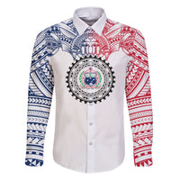 Samoa Black Saturday Family Matching Puletasi Dress and Hawaiian Shirt Polynesian Tribal Simple Style LT05 Dad's Shirt - Long Sleeve White - Polynesian Pride