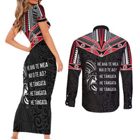 Aotearoa Toitu Te Tiriti Couples Matching Short Sleeve Bodycon Dress and Long Sleeve Button Shirt New Zealand Honour The Treaty LT05 - Polynesian Pride