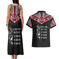Aotearoa Toitu Te Tiriti Couples Matching Tank Maxi Dress and Hawaiian Shirt New Zealand Honour The Treaty
