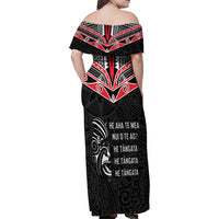 Aotearoa Toitu Te Tiriti Family Matching Off Shoulder Maxi Dress and Hawaiian Shirt New Zealand Honour The Treaty