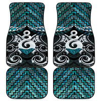New Zealand Maori Car Mats Poutama Pikorua Turquoise Paua Shell