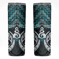 New Zealand Maori Skinny Tumbler Poutama Pikorua Turquoise Paua Shell LT05 Turquoise - Polynesian Pride