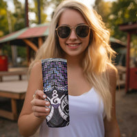 New Zealand Maori Skinny Tumbler Poutama Pikorua Purple Paua Shell LT05 - Polynesian Pride