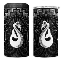 New Zealand Maori 4 in 1 Can Cooler Tumbler Poutama Manaia Black Paua Shell