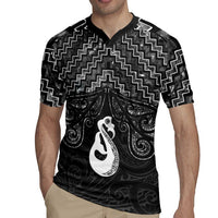 New Zealand Maori Rugby Jersey Poutama Manaia Black Paua Shell