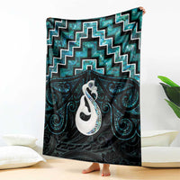 New Zealand Maori Blanket Poutama Manaia Turquoise Paua Shell