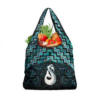 New Zealand Maori Grocery Bag Poutama Manaia Turquoise Paua Shell