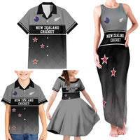 Custom New Zealand Cricket Family Matching Tank Maxi Dress and Hawaiian Shirt Black Cap Unbeatable
