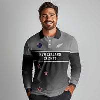 Custom New Zealand Cricket Long Sleeve Polo Shirt Black Cap Unbeatable