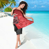New Zealand And England Rugby Sarong Red Rose Mix Maori Pattern - Polynesian Pride