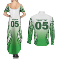 Custom Cook Islands Avaiki Rugby Couples Matching Summer Maxi Dress and Long Sleeve Button Shirt Go Champions - Polynesian Pride