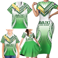 Custom Cook Islands Avaiki Rugby Family Matching Short Sleeve Bodycon Dress and Hawaiian Shirt Go Champions LT05 - Polynesian Pride