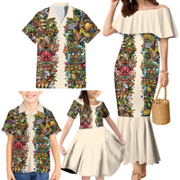 Hawaii And Japan Family Matching Mermaid Dress and Hawaiian Shirt Tiki With Oni Mask LT05 - Polynesian Pride
