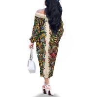 Hawaii And Japan Family Matching Off The Shoulder Long Sleeve Dress and Hawaiian Shirt Tiki With Oni Mask LT05 - Polynesian Pride
