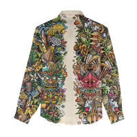 Hawaii And Japan Women Casual Shirt Tiki With Oni Mask - Polynesian Pride