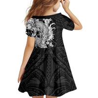 Hawaiian And Japanese Culture Family Matching Long Sleeve Bodycon Dress and Hawaiian Shirt Irezumi Dragon With Polynesian Pattern Black LT05 - Polynesian Pride