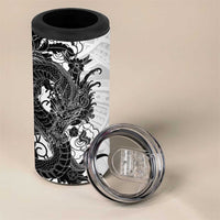 Hawaiian And Japanese Culture 4 in 1 Can Cooler Tumbler Irezumi Dragon With Polynesian Pattern White LT05 - Polynesian Pride