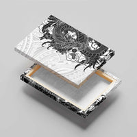 Hawaiian And Japanese Culture Canvas Wall Art Irezumi Dragon With Polynesian Pattern White LT05 - Polynesian Pride