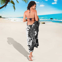 Hawaiian And Japanese Culture Sarong Irezumi Dragon With Polynesian Pattern White - Polynesian Pride