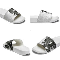 Hawaiian And Japanese Culture Slide Sandals Irezumi Dragon With Polynesian Pattern White LT05 - Polynesian Pride