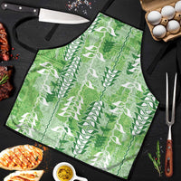 Green Hawaii Tapa Pattern Apron With Heliconia Vintage Style