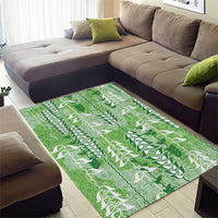 Green Hawaii Tapa Pattern Area Rug With Heliconia Vintage Style