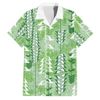 Green Hawaii Tapa Pattern Family Matching Long Sleeve Bodycon Dress and Hawaiian Shirt With Heliconia Vintage Style LT05 Dad's Shirt - Short Sleeve Green - Polynesian Pride