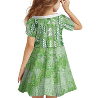 Green Hawaii Tapa Pattern Family Matching Summer Maxi Dress and Hawaiian Shirt With Heliconia Vintage Style LT05 - Polynesian Pride
