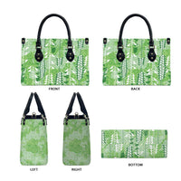 Green Hawaii Tapa Pattern Leather Bag With Heliconia Vintage Style